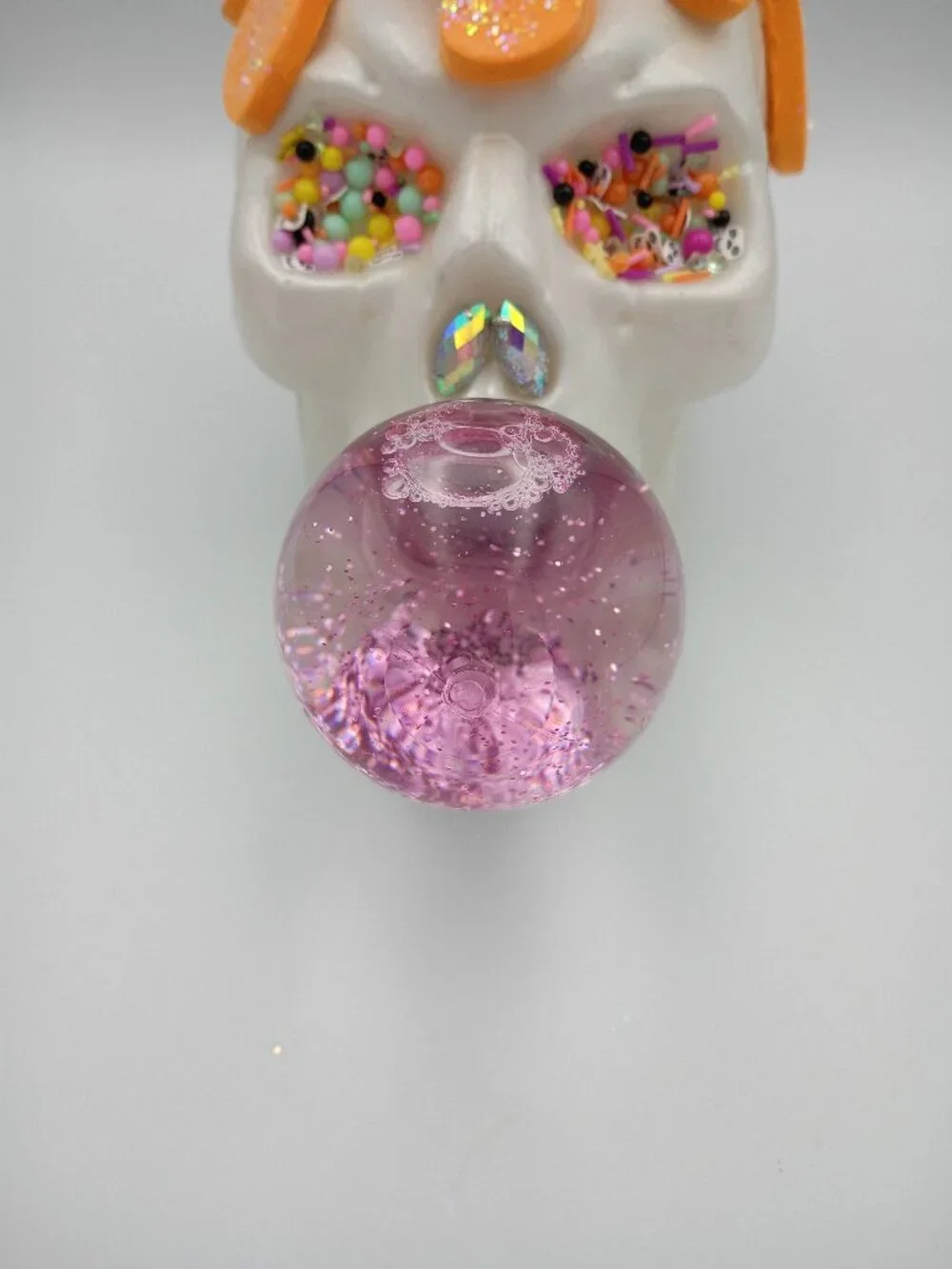 Pink Halloween Skull Centerpiece, Whimsical Skull Decor, Candy Halloween Decor